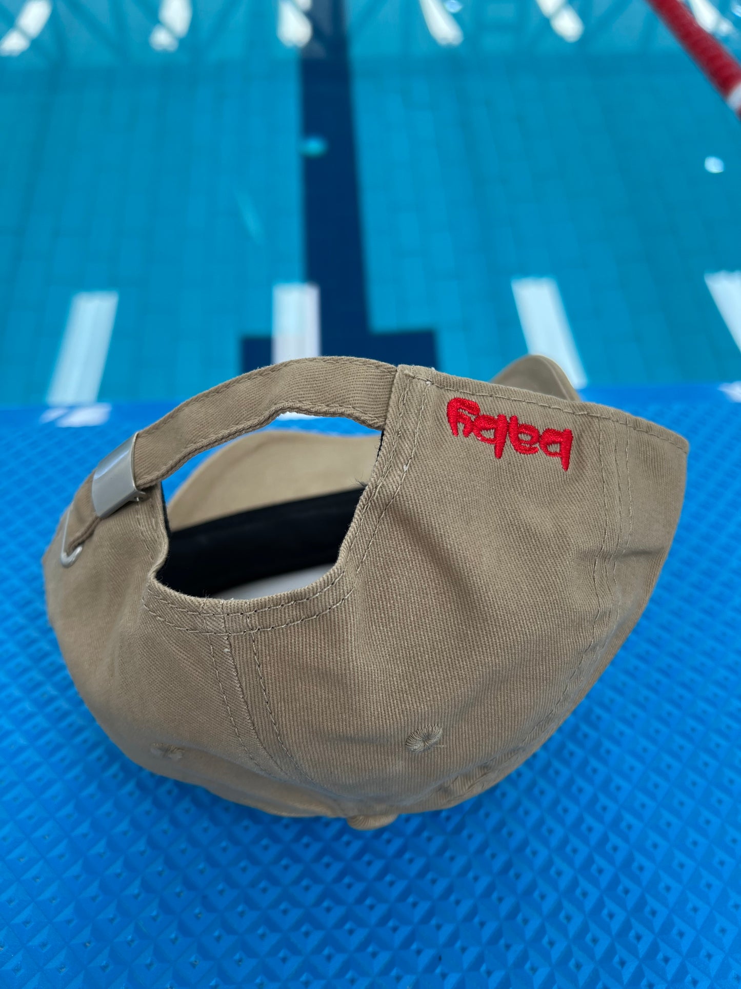 Beige Baseball Cap with Red Embroidery