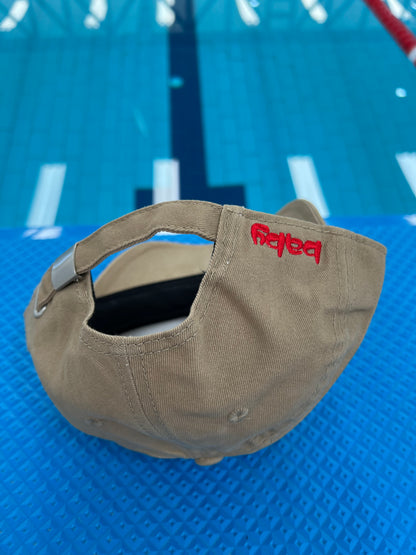 Beige Baseball Cap with Red Embroidery