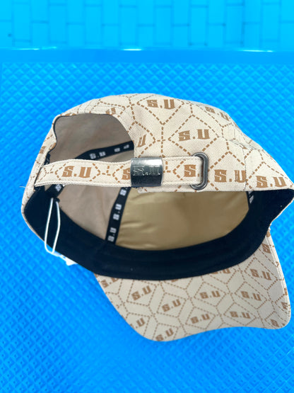 Beige Patterned Baseball Cap with “S.U” Logo