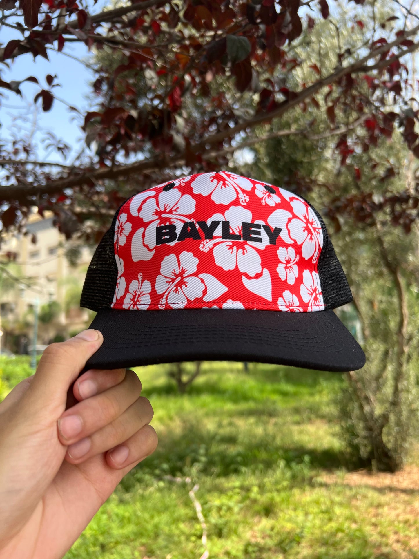 Bayley Hawaiian Floral Trucker Cap