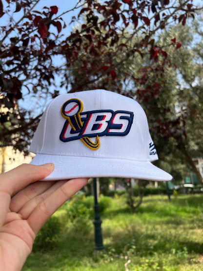 White Flat Brim Cap – “CBS” Baseball Logo Edition