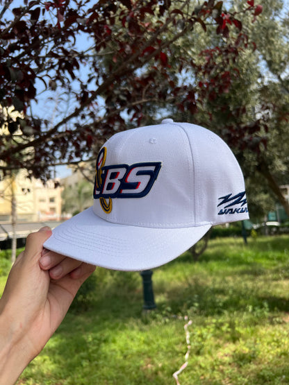 White Flat Brim Cap – “CBS” Baseball Logo Edition