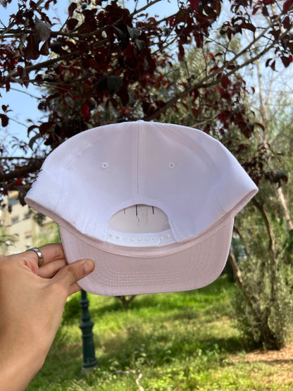 White Flat Brim Cap – “CBS” Baseball Logo Edition