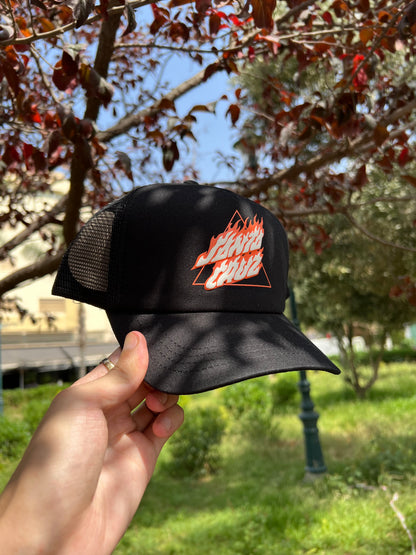 Black Mesh Trucker Cap – “Santa Cruz” Flame Edition