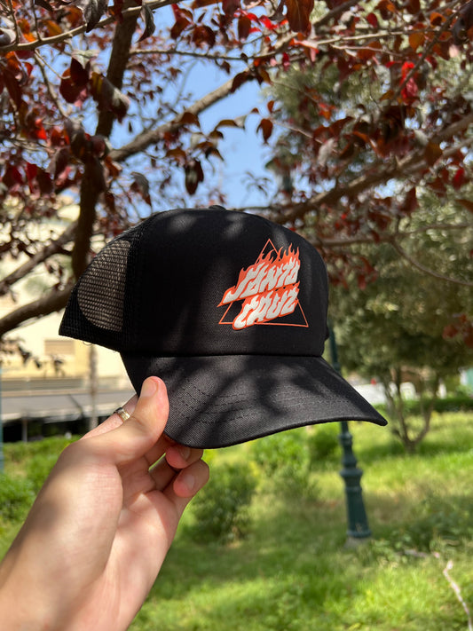 Black Mesh Trucker Cap – “Santa Cruz” Flame Edition