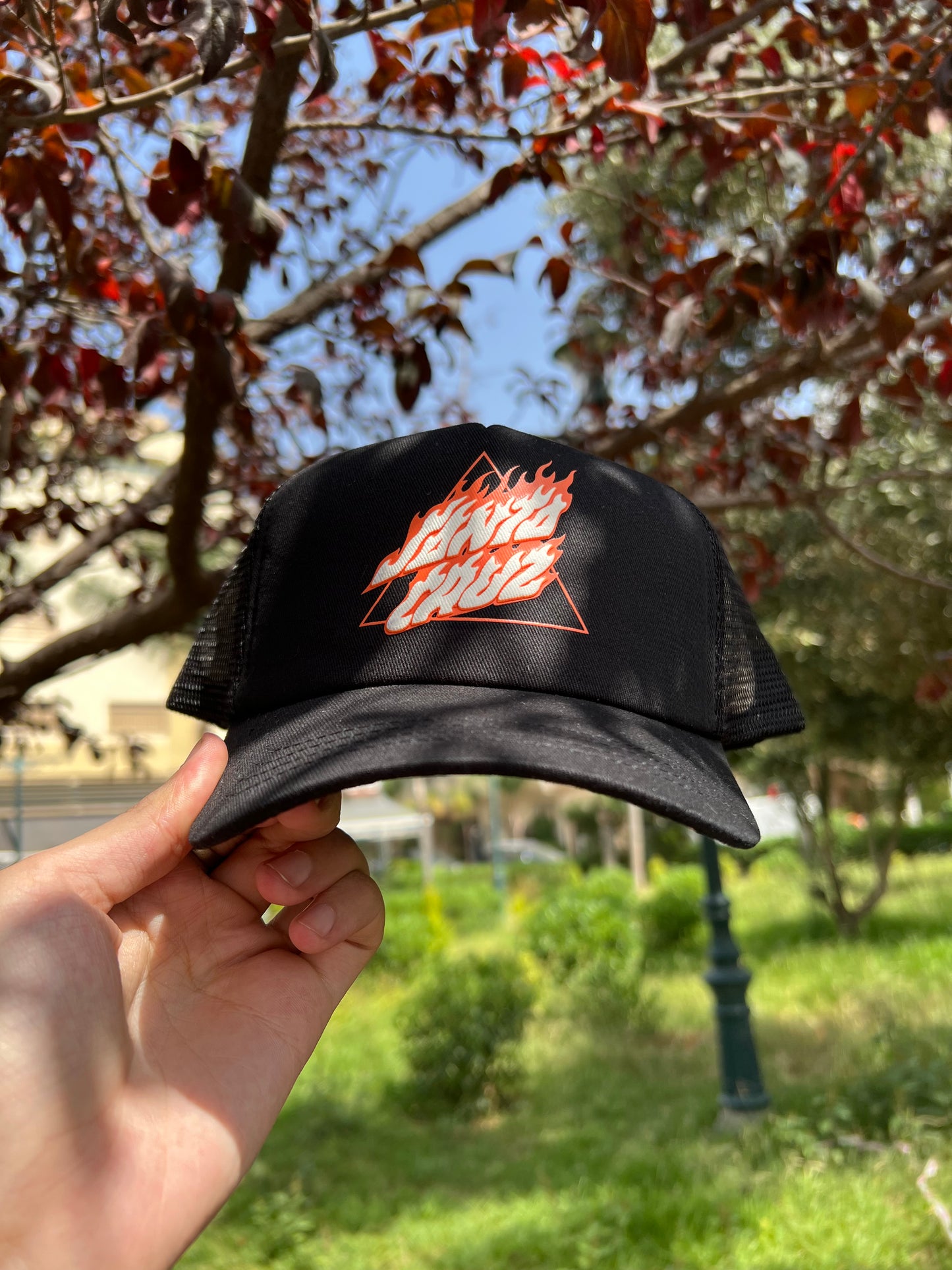 Black Mesh Trucker Cap – “Santa Cruz” Flame Edition