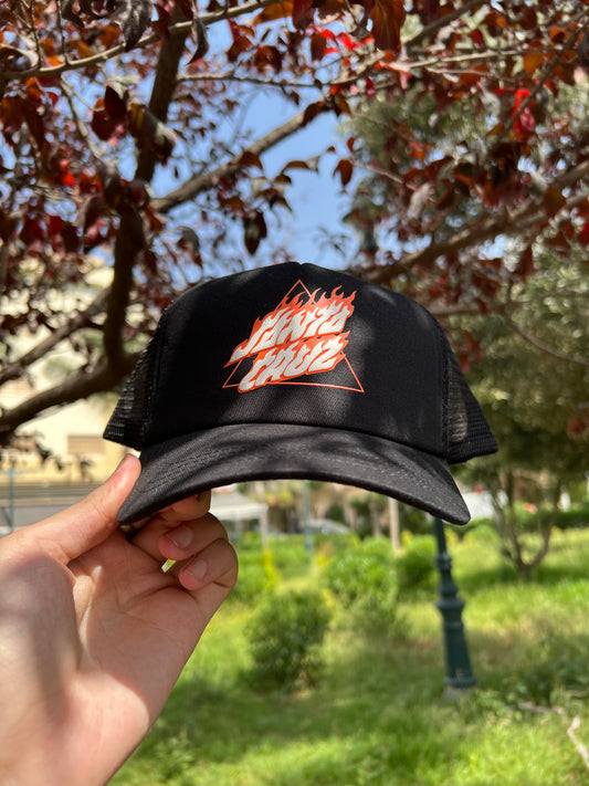 Black Mesh Trucker Cap – “Santa Cruz” Flame Edition