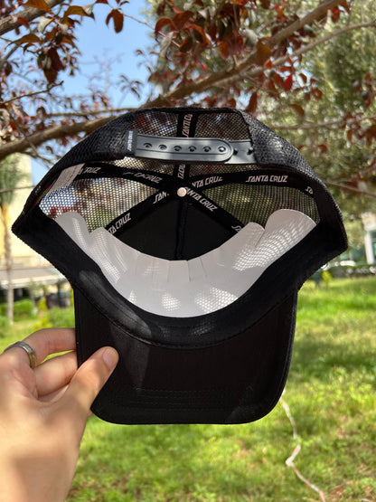Black Mesh Trucker Cap – “Santa Cruz” Flame Edition