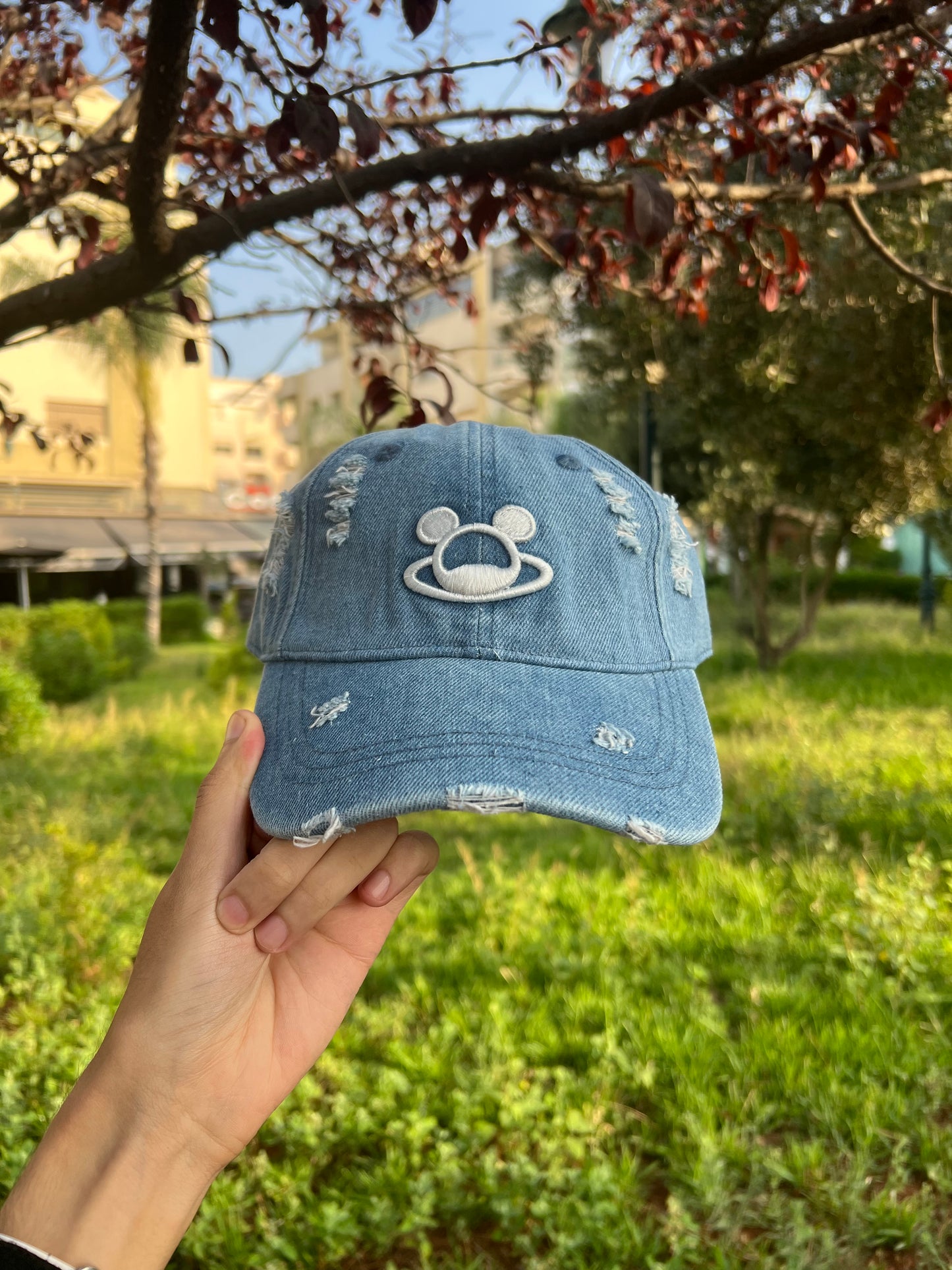 Denim Distressed Cap