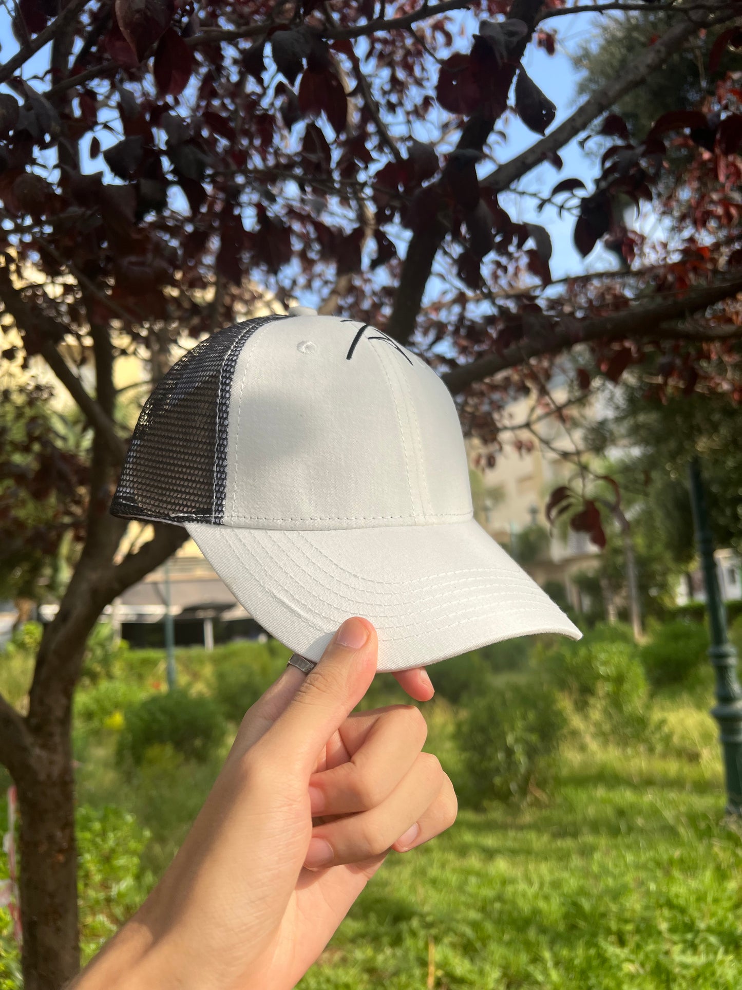 White Mesh Trucker Cap