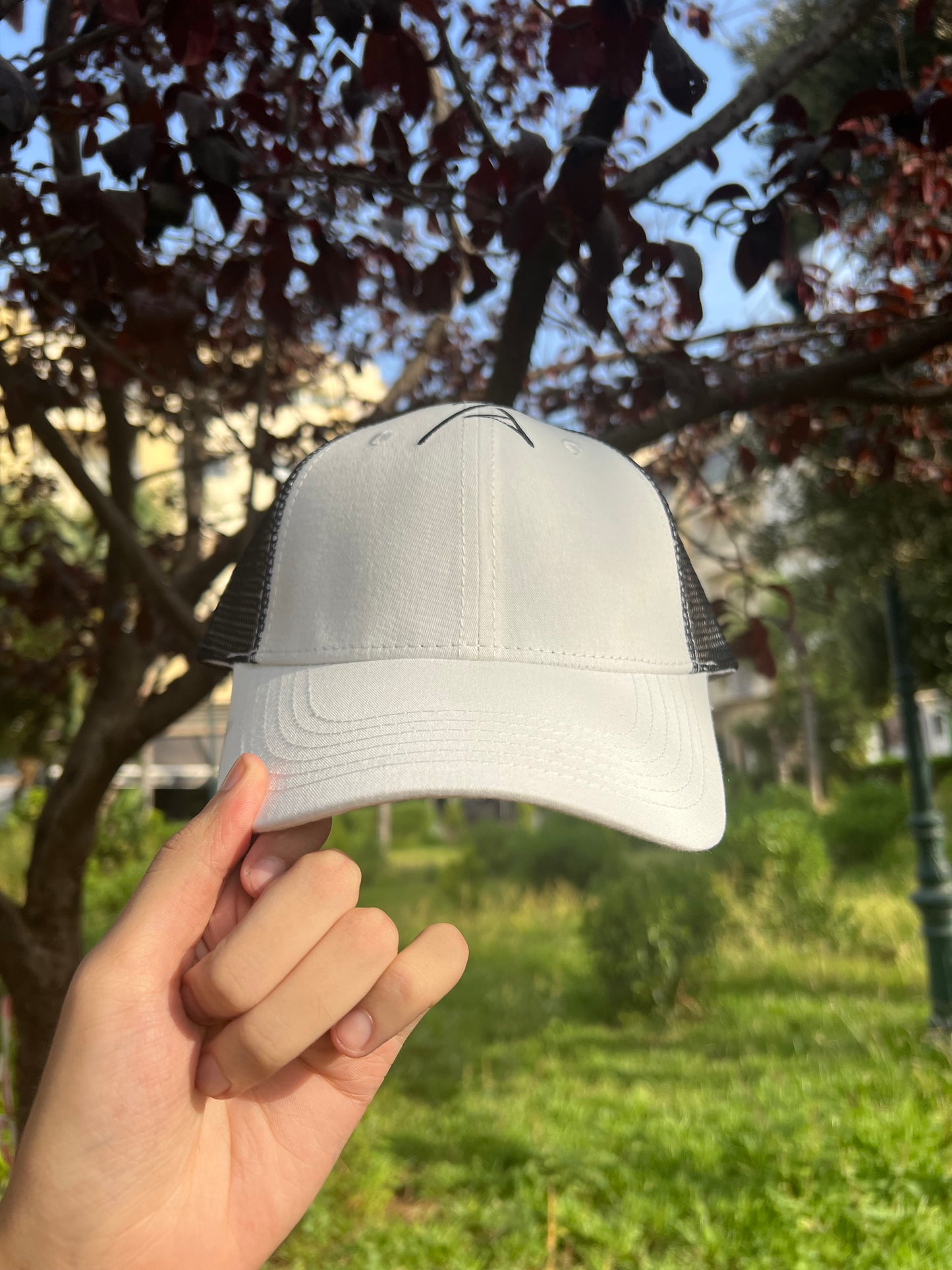 White Mesh Trucker Cap