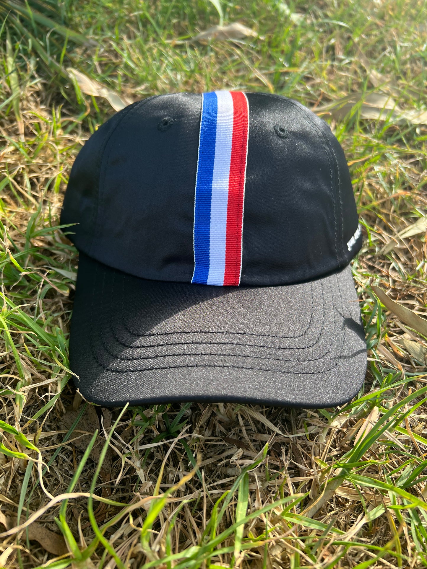 Black Cap with Tricolor Stripe