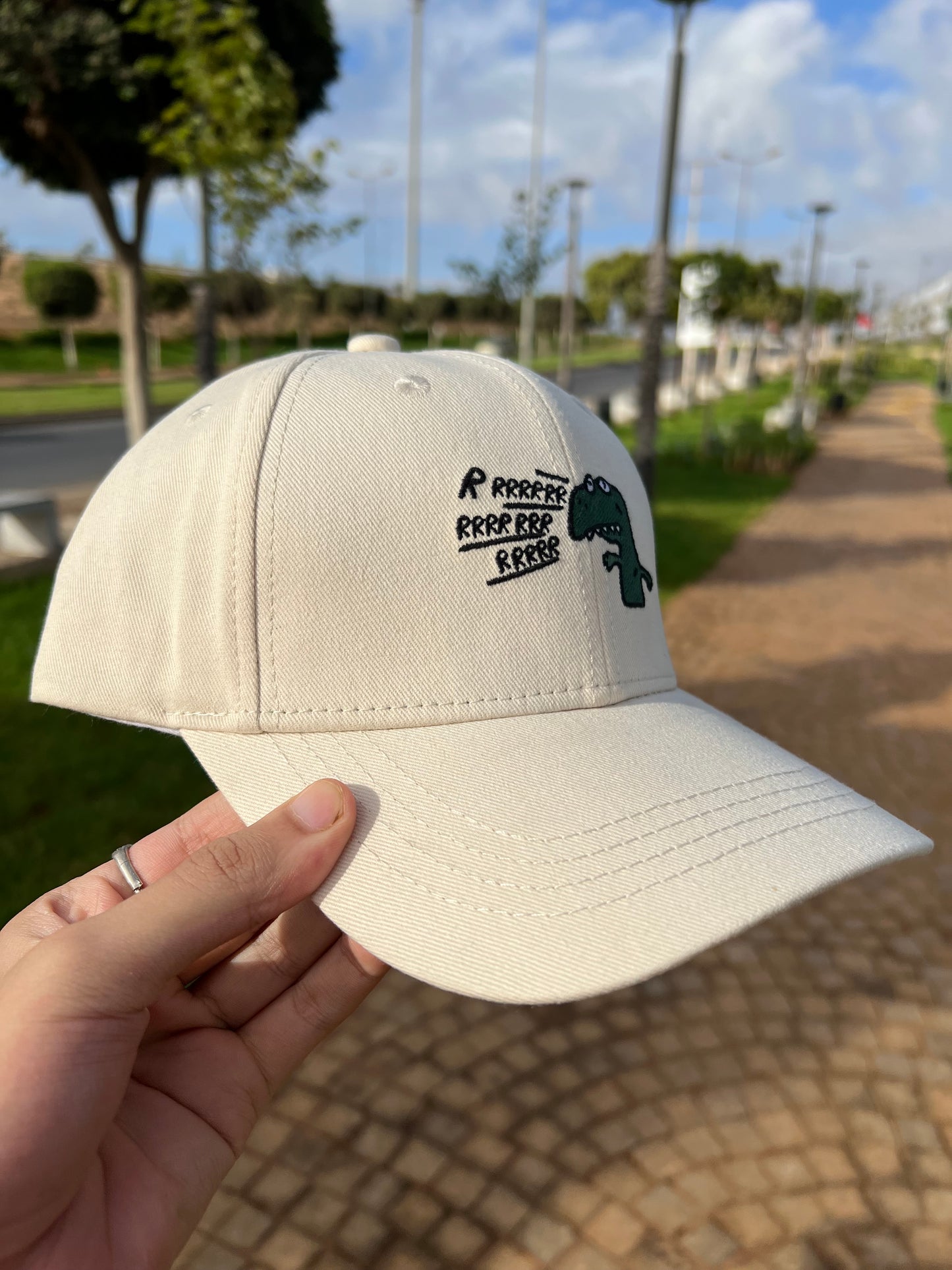 “Rawr Dino Beige Cap”