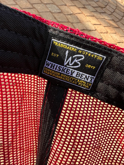 “Whiskey Bent Trucker Cap – Maroon Edition”