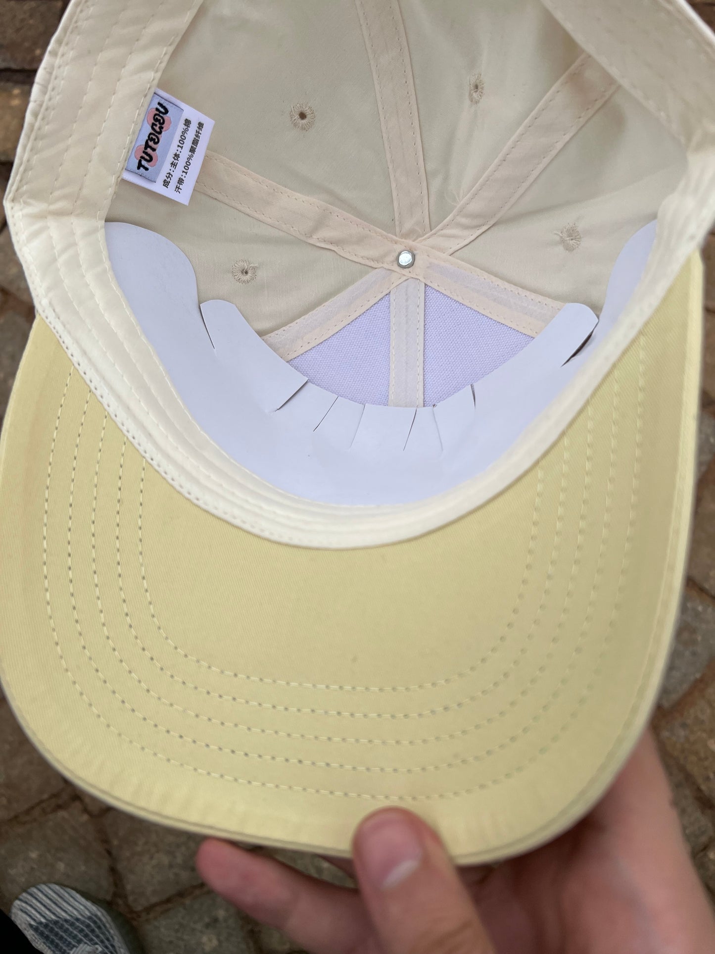 “Lucky Puppy Two-Tone Cap – Cream & Pastel Yellow”