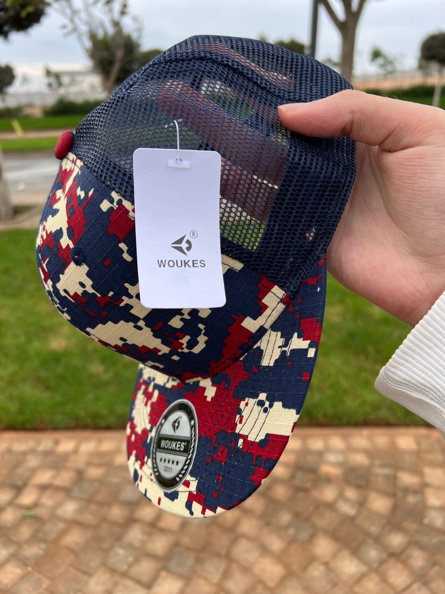 Voukies Digital Camo Trucker Cap – Red, Navy & Beige