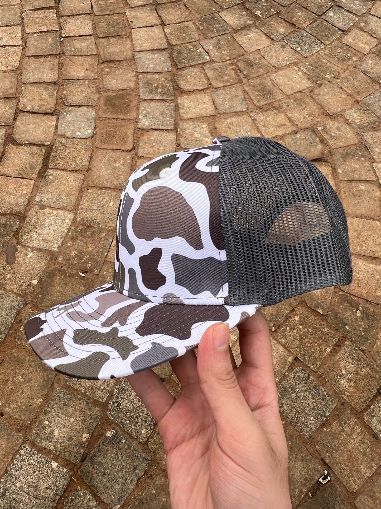 Grey Camo Mesh Trucker Cap