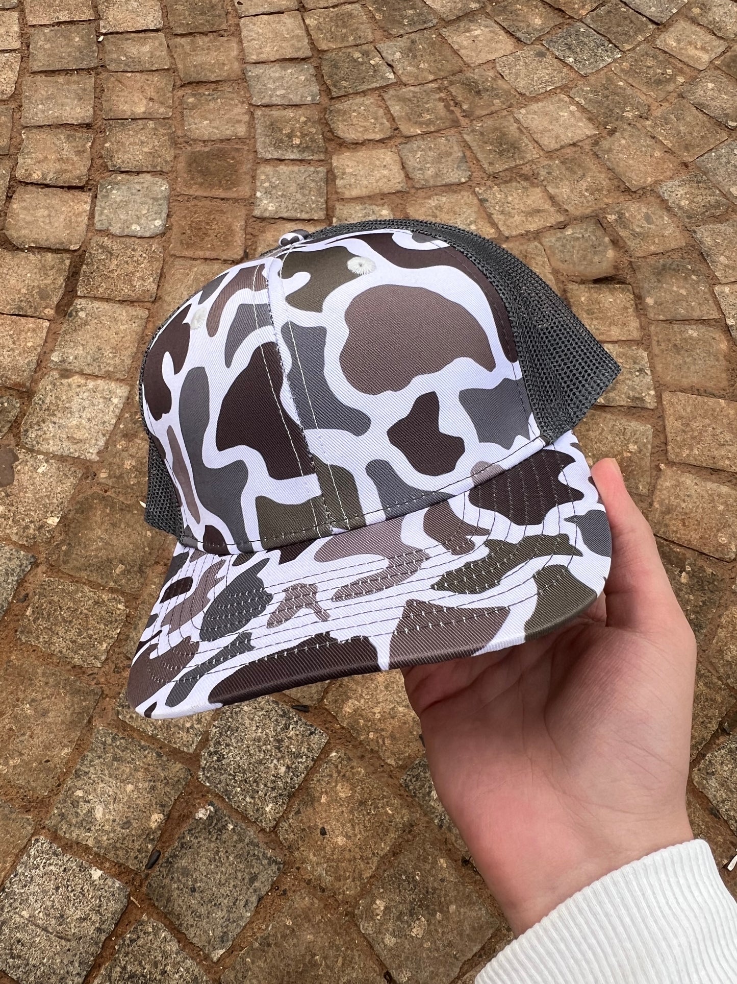 Grey Camo Mesh Trucker Cap
