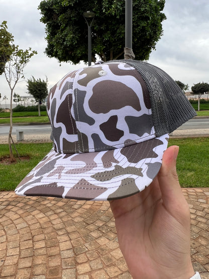 Grey Camo Mesh Trucker Cap