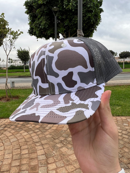 Grey Camo Mesh Trucker Cap