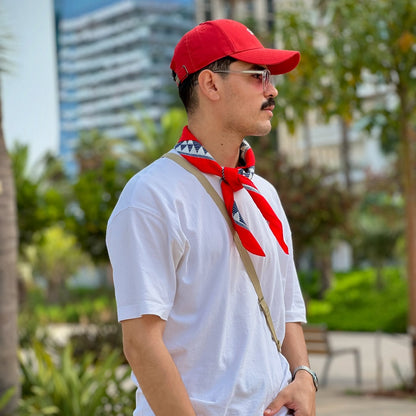 Red Baseball Cap with White Embroidery