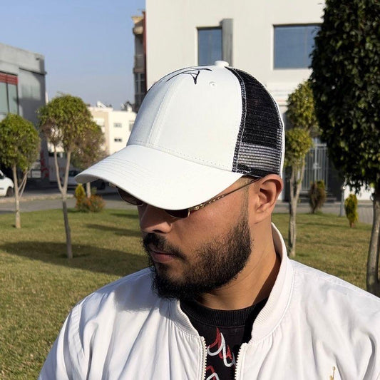 White Mesh Trucker Cap
