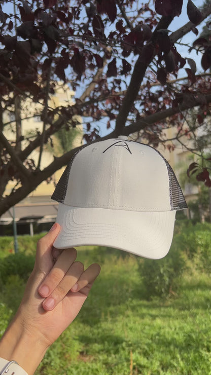 White Mesh Trucker Cap