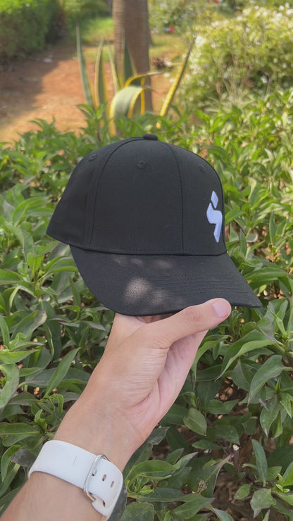 Black Cap with Blue Abstract Logo