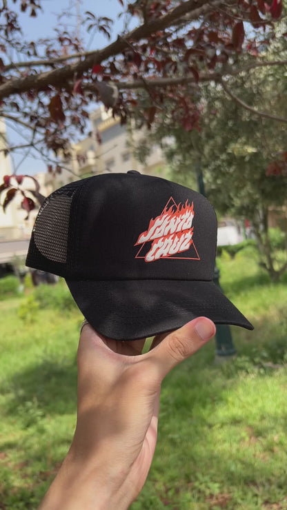 Black Mesh Trucker Cap – “Santa Cruz” Flame Edition