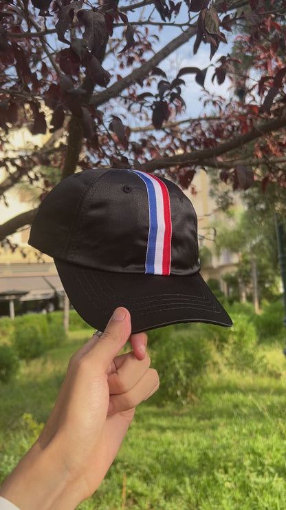 Black Cap with Tricolor Stripe
