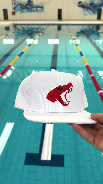 White Snapback with Red Wolf Logo