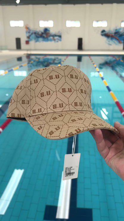 Beige Patterned Baseball Cap with “S.U” Logo