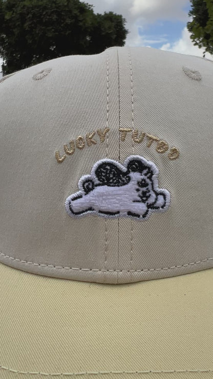 “Lucky Puppy Two-Tone Cap – Cream & Pastel Yellow”